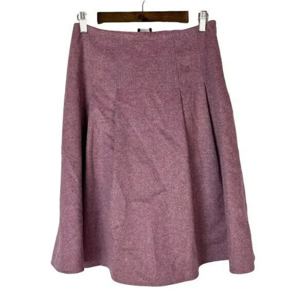 Magaschoni Purple Wool Cashmere Blend Knee Length A-Line Skirt 6